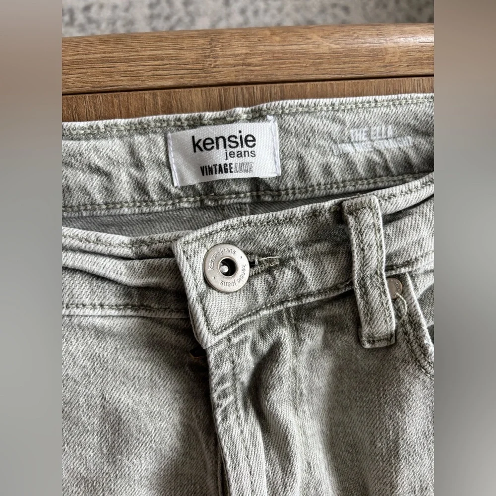 Kensie Vintage Gray/light green High Raise Straight Jeans - Picture 2 of 5